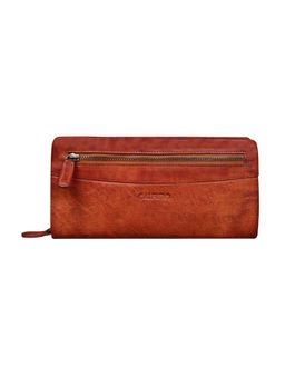 Calfnero - Tan Genuine Leather Zip-Around Women's Wallet