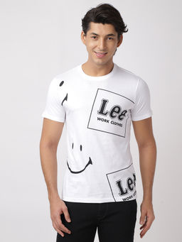 Lee - Men White Graphic Print Slim Fit T-shirt