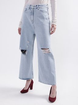 ELLE - Womens Light Blue Solid Jeans