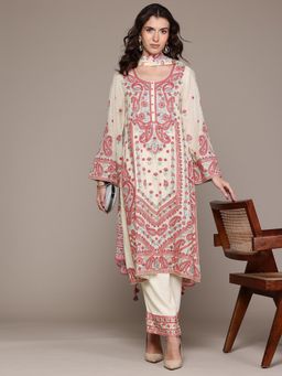Ritu Kumar - Off White Zuri Kurta with Pant and Dupatta (Set of 3)