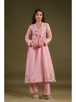 Label Niti Bothra - Pink Noor Frock Style Kurta with Pant (Set of 2)