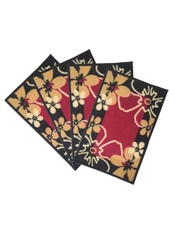 Athom Living - Multi-Colour Floral Premium Anti Skid Door Mats (Pack of 4)