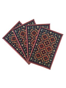 Athom Living - Multi-Colour Floral Premium Anti Skid Door Mats (Pack of 4)