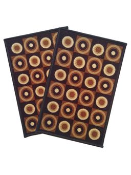 Athom Living - Brown Geometric Premium Anti Skid Door Mats (Pack of 2)
