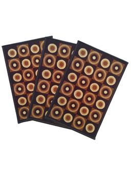 Athom Living - Brown Geometric Premium Anti Skid Door Mats (Pack of 3)