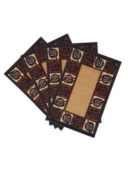 Athom Living - Multi-Colour Floral-Leaf Premium Anti Skid Door Mats (Pack of 4)