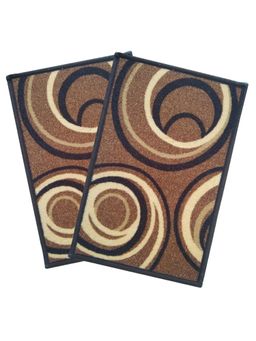 Athom Living - Brown Geometric Premium Anti Skid Door Mats (Pack of 2)