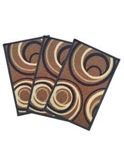 Athom Living - Brown Geometric Premium Anti Skid Door Mats (Pack of 3)