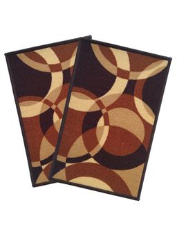Athom Living - Brown Geometric Premium Anti Skid Door Mat (Pack of 2)