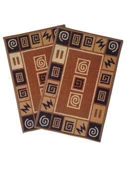 Athom Living - Brown Quirky Design Premium Anti Skid Door Mats (Pack of 2)