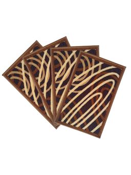 Athom Living - Multi-Colour Abstract Premium Anti Skid Door Mats (Pack of 4)