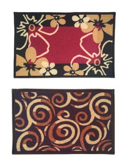 Athom Living - Multi-Color Floral Premium Anti Skid Door Mats (Pack of 2)