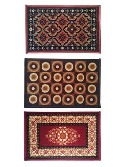 Athom Living - Multi-Colour Floral-Geometric Premium Anti Skid Door Mats (Pack of 3)