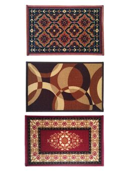 Athom Living - Multi-Colour Floral-Geometric Premium Anti Skid Door Mats (Pack of 3)