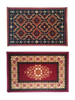 Athom Living - Multi-Colour Floral Premium Anti Skid Door Mats (Pack of 2)