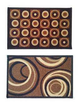 Athom Living - Brown Geometric Premium Anti Skid Door Mats (Pack of 2)