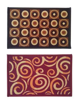 Athom Living - Brown-Maroon Geometric Premium Anti Skid Door Mats (Pack of 2)