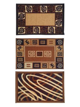 Athom Living - Multi-Colour Abstract Premium Anti Skid Door Mats (Pack of 3)