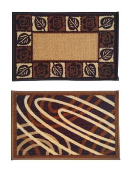 Athom Living - Brown Abstract-Floral Premium Anti Skid Door Mats (Pack of 2)