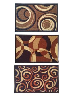 Athom Living - Multi-Colour Geometric Premium Anti Skid Door Mats (Pack of 3)