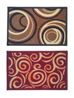 Athom Living - Maroon-Brown Geometric Premium Anti Skid Door Mats (Pack of 2)