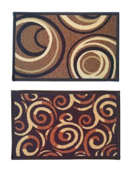 Athom Living - Brown Geometric Premium Anti Skid Door Mats (Pack of 2)