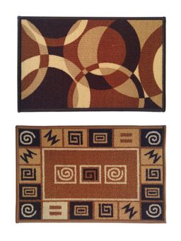 Athom Living - Brown Geometric Premium Anti Skid Door Mats (Pack of 2)