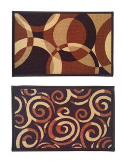Athom Living - Brown Geometric Premium Anti Skid Door Mats (Pack of 2)