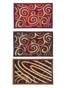 Athom Living - Multi-Colour Geometric Premium Anti Skid Door Mats (Pack of 3)