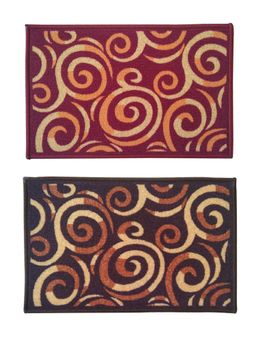 Athom Living - Maroon-Brown Geometric Premium Anti Skid Door Mats (Pack of 2)