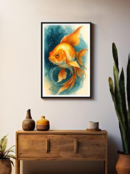 999Store - Majestic Orange Goldfish Art Box Fiber Canvas Frame Painting