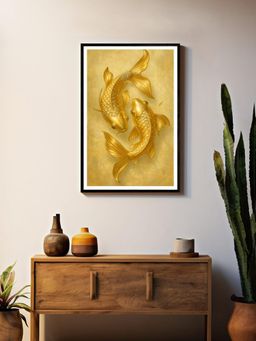 999Store - Twin Golden Koi Fish Box Fiber Canvas Frame Painting