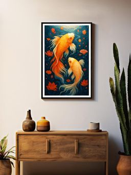999Store - Floral Goldfish Serene Underwater Scene Painting