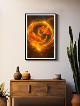 999Store - Radiant Koi Fish Duo In Fiery Swirl Painting