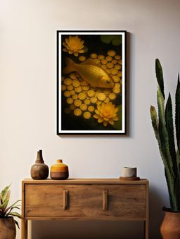 999Store - Golden Koi and Coin Pond Canvas Painting