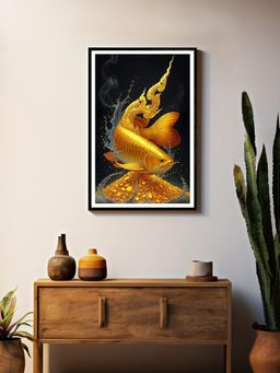 999Store - Golden Arowana Feng Shui Box Fiber Canvas Painting