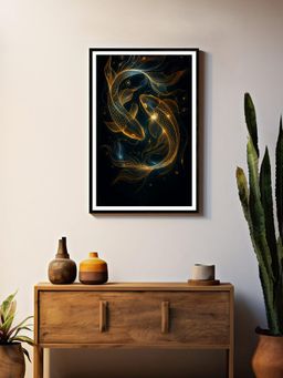 999Store - Neon Koi Fish Yin Yang Canvas - Box Fiber Painting