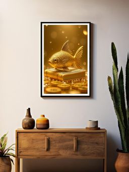 999Store - Golden Fish with Coins Canvas Painting