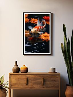 999Store - Realistic Koi Fish with Lotus Flowers Painting