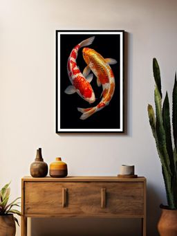 999Store - Realistic Dual Koi Fish Canvas Box Fiber Frame Painting