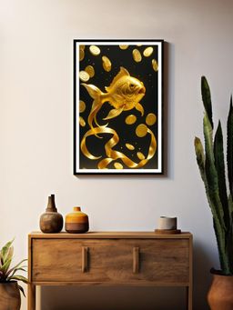 999Store - Radiant Goldfish with Floating Coins Painting