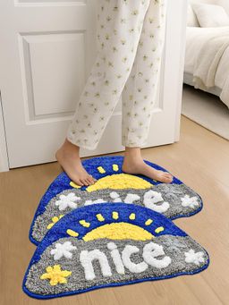 FABINALIV - Multi-Color Graphic Cotton Blend Anti Skid Door Mats (Pack of 2)