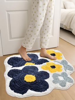 FABINALIV - Multi-Color Floral Cotton Blend Anti Skid Door Mats (Pack of 2)