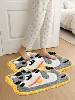 FABINALIV - Multi-Color Graphic Cotton Blend Anti Skid Door Mats (Pack of 2)