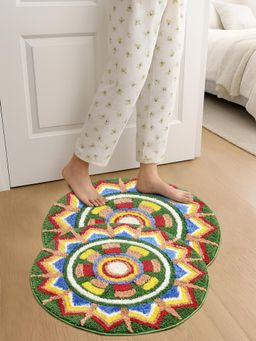 FABINALIV - Multi-Color Ethnic Cotton Blend Anti Skid Door Mats (Pack of 2)