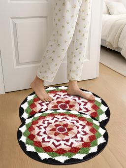 FABINALIV - Multi-Color Ethnic Cotton Blend Anti Skid Door Mats (Pack of 2)