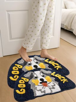 FABINALIV - Multi-Color Graphic Cotton Blend Anti Skid Door Mats (Pack of 2)