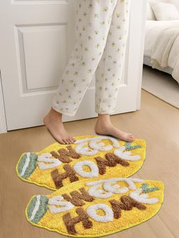 FABINALIV - Multi-Color Graphic Cotton Blend Anti Skid Door Mats (Pack of 2)