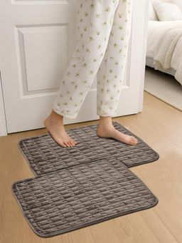 FABINALIV - Grey Cotton Blend Ultra Soft Anti Skid Door Mats (Pack of 2)
