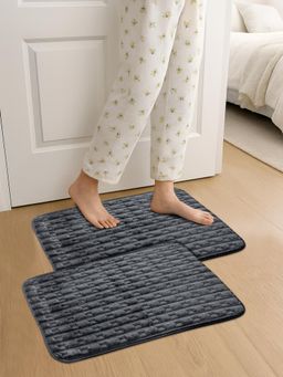 FABINALIV - Charcoal Cotton Blend Ultra Soft Anti Skid Door Mats (Pack of 2)